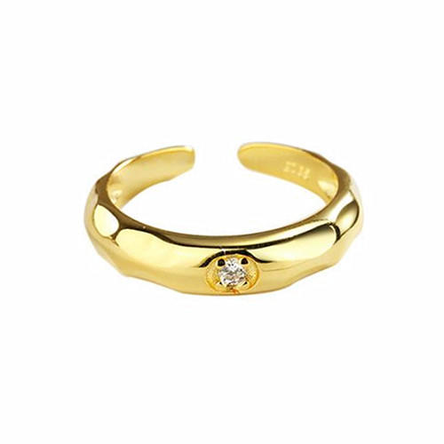 Classic simple design fine jewelry women zircon open rings in gold plating 